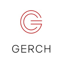 Das Bild zeigt das Logo der Gerchgroup AG. Es besteht auf zwei Teilen. Oben ist ein rotes G, das mit parallel verlaufenden Linien gezeichnet ist. Darunter steht in schwarzen Großbuchstaben GERCH. 